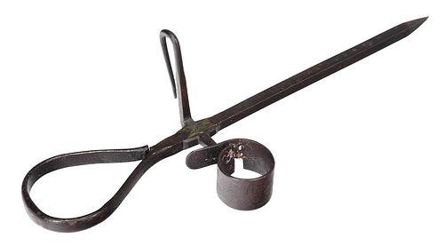 WROUGHT IRON MINER'S CANDLE