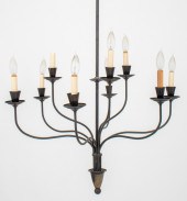 WROUGHT IRON NINE-ARM CHANDELI