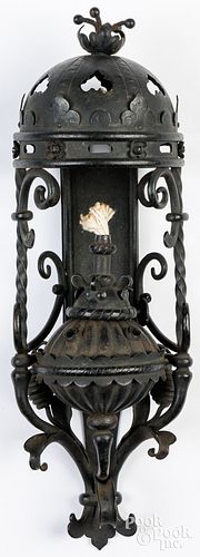 WROUGHT IRON OIL LAMP SCONCEWrought