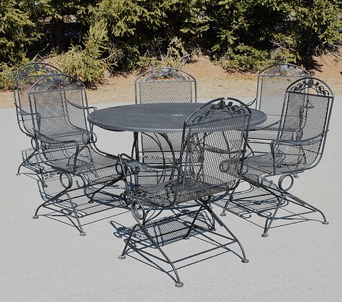 WROUGHT IRON PATIO SET TABLE AND