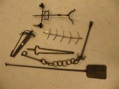 Wrought iron peel; tramel tong
