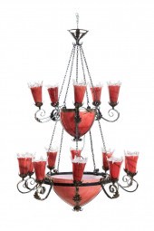 WROUGHT IRON & RED ART GLASS 1