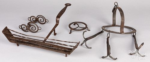 WROUGHT IRON ROTATING TOASTER, 19TH