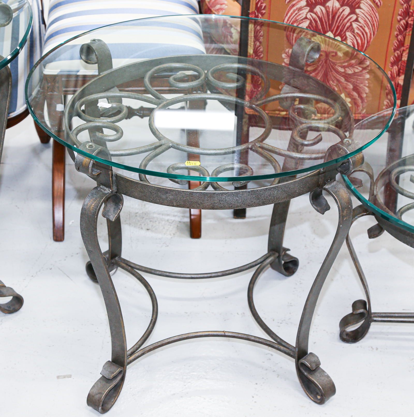 WROUGHT IRON ROUND END TABLE