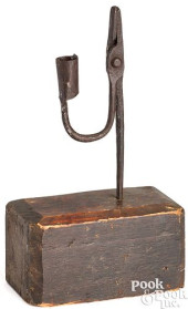 WROUGHT IRON RUSH LIGHT CANDLE