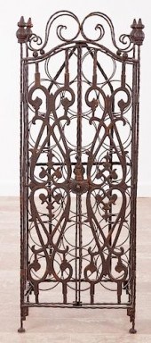 WROUGHT IRON SCROLLED CABINET