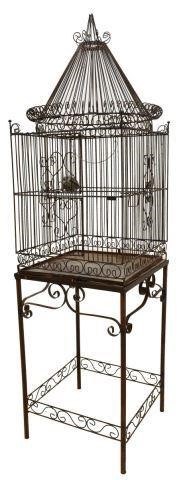 WROUGHT IRON SCROLLWORK BIRD CAGE
