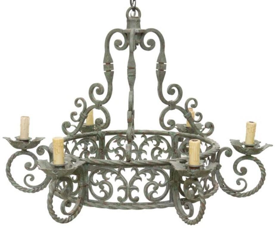WROUGHT IRON SCROLLWORK SIX-LIGHT