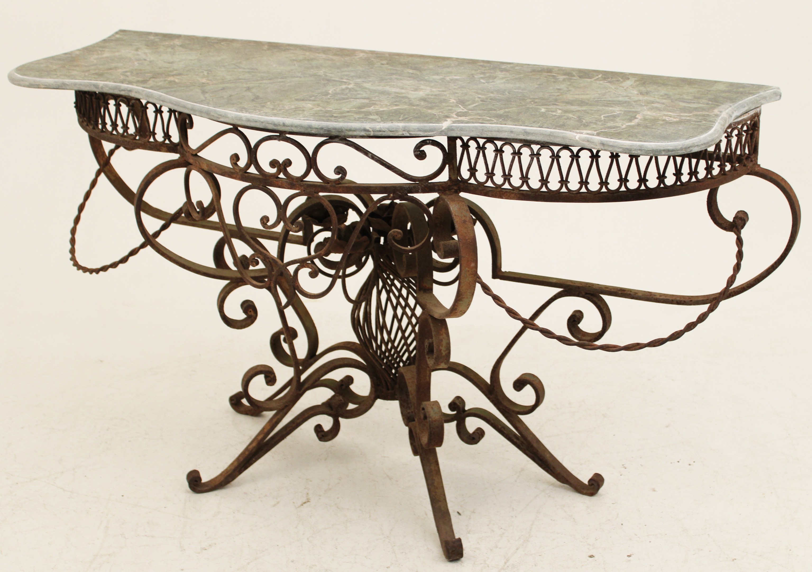 WROUGHT IRON SERPENTINE MARBLE