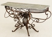 WROUGHT IRON SERPENTINE MARBLE