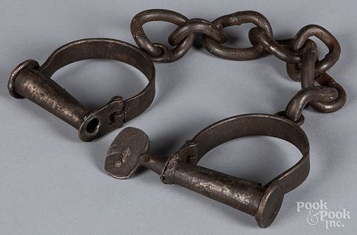 WROUGHT IRON SHACKLES, 19TH