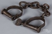 WROUGHT IRON SHACKLES, 19TH C.