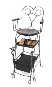 WROUGHT IRON SHOE SHINE STOOL/