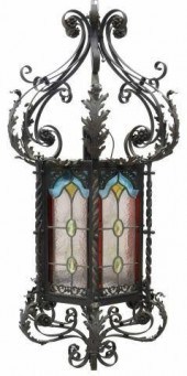 WROUGHT IRON STAINED GLASS HAN
