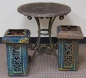 WROUGHT IRON STONE TOP ROUND S