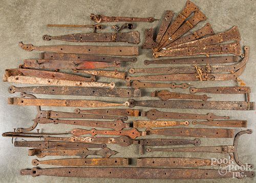 WROUGHT IRON STRAP HINGES.Wrought