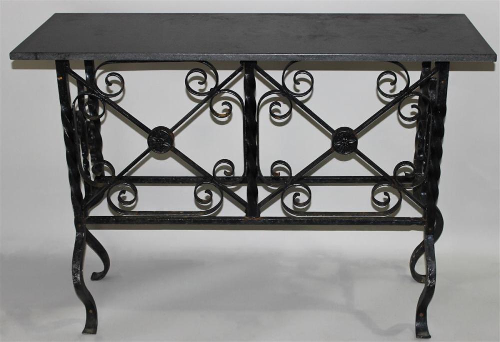 WROUGHT IRON TALL GREY MARBLE