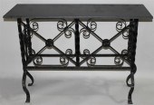WROUGHT IRON TALL GREY MARBLE
