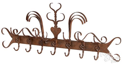 WROUGHT IRON UTENSIL OR POT RACK,