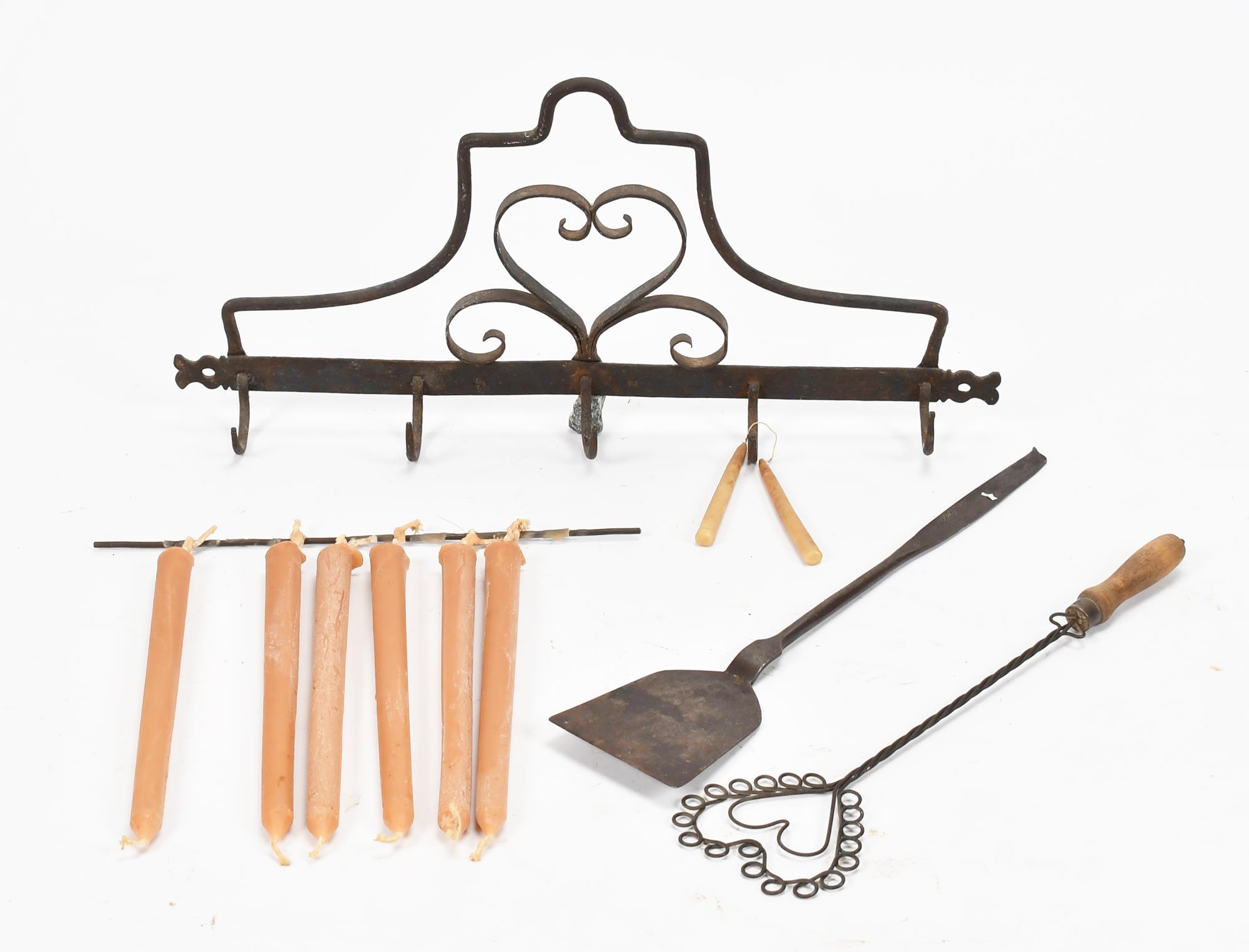 WROUGHT IRON UTENSIL RACK WITH