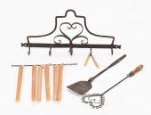 WROUGHT IRON UTENSIL RACK WITH