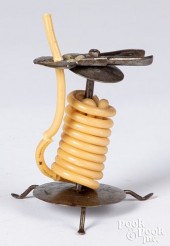 WROUGHT IRON WAX JACK, 19TH C.