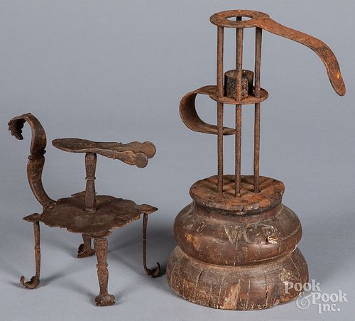 WROUGHT IRON WAX JACK AND PUSH-UP