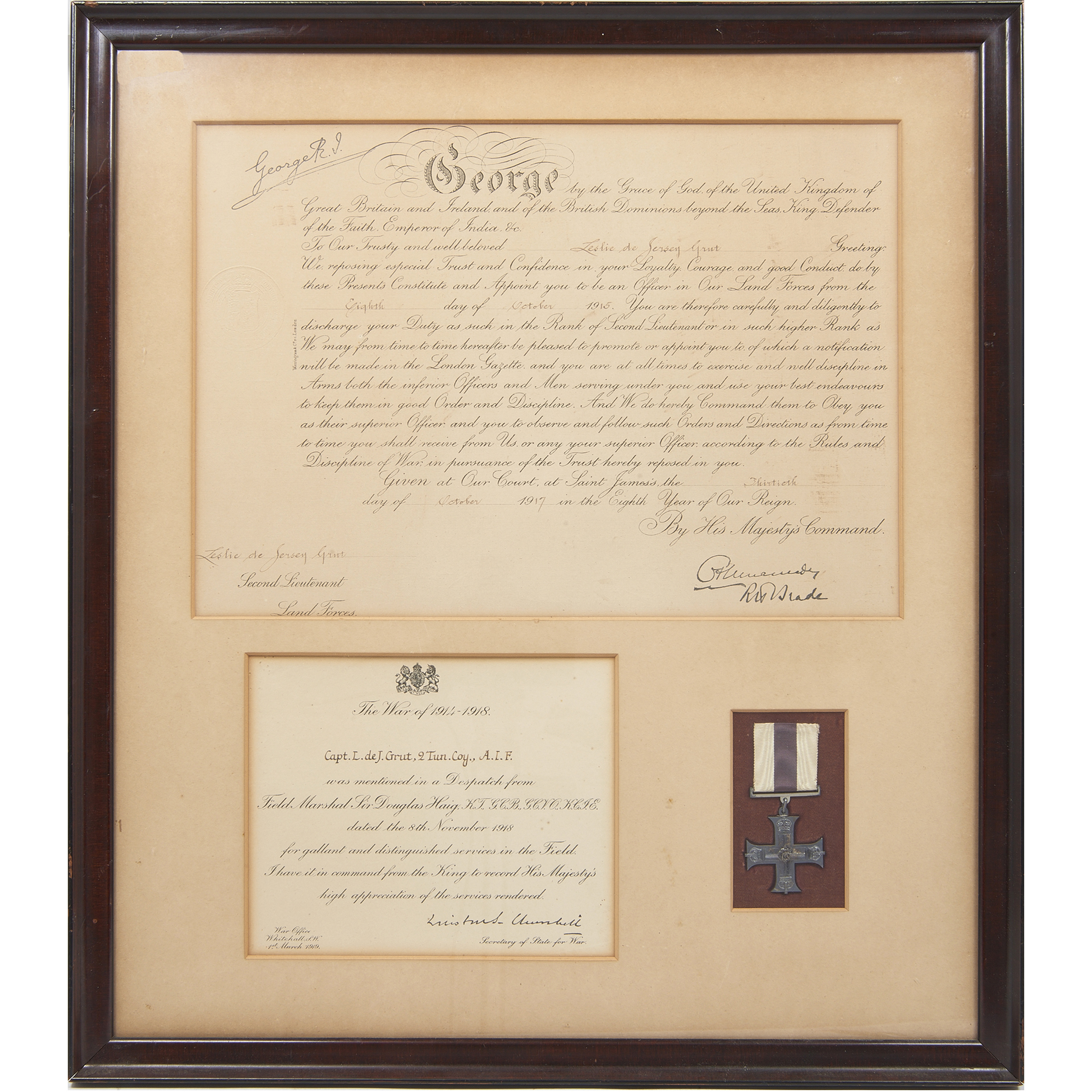 WW I MILITARY AWARD BEARING