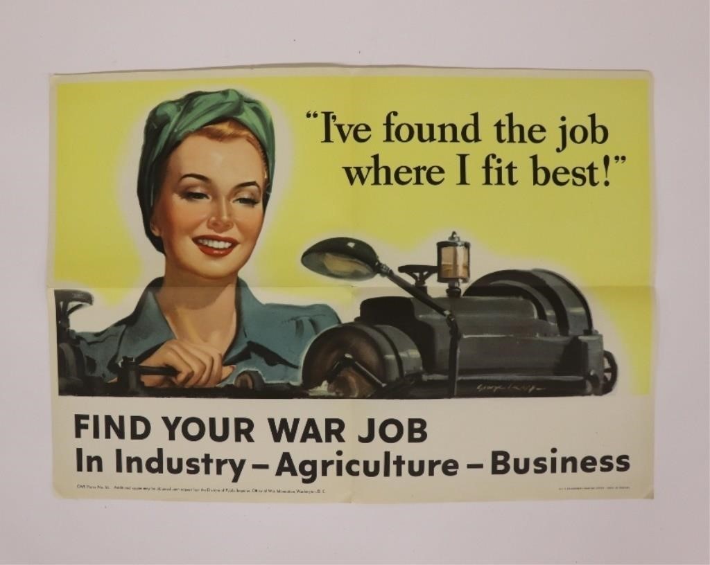 WW II poster 1943, 'War Jobs' 16" x