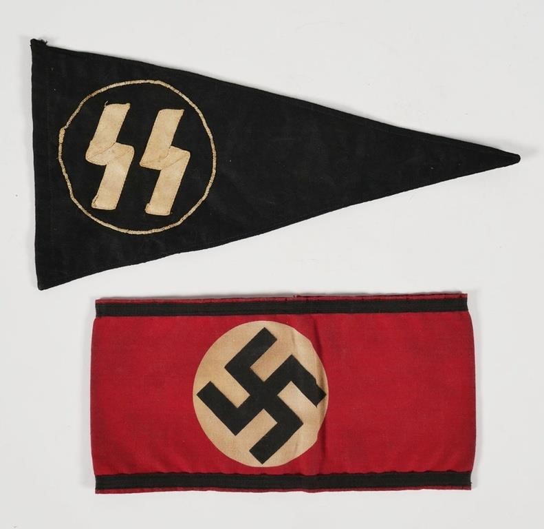 WWII GERMAN SS FLAG & ARMBAND