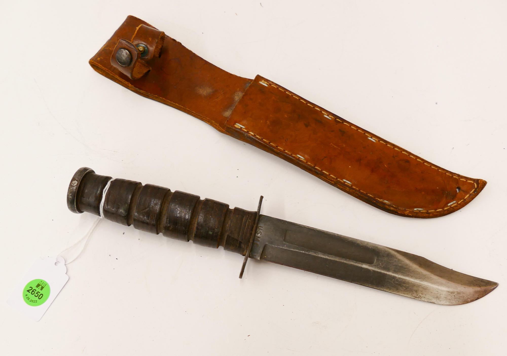 WWII Kabar USMC Sheath Knife- 13''