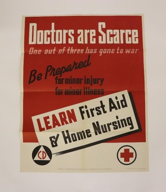 WWII poster 1943, 'Learn First Aid'