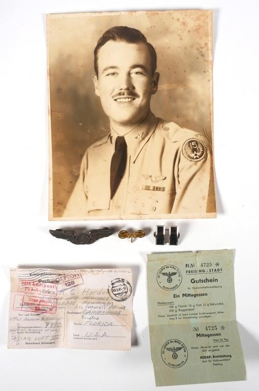 WWII STALAG POW PHOTO, PINS,