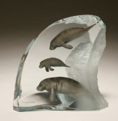 Wyland lucite manatee sculptur