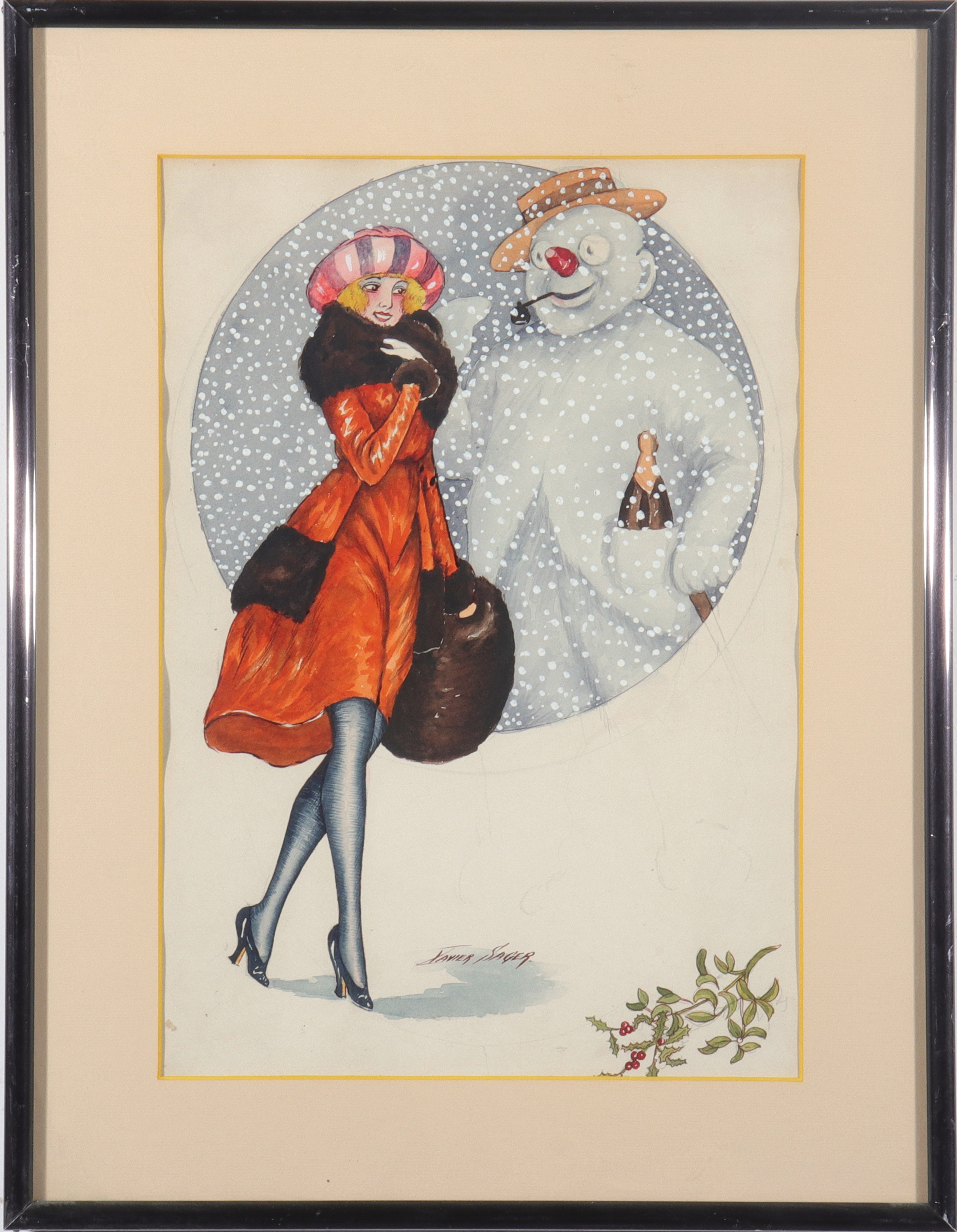 XAVIER SAGER "WOMAN & SNOWMAN"