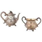 Y A VICTORIAN TEAPOT AND SUGAR