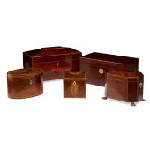 Y FIVE GEORGIAN TEA CADDIES
18