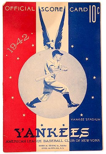 YANKEES SCORE CARDA 1942 SCORE CARD
