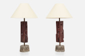 YASUO FUKE, CARVED TABLE LAMPS