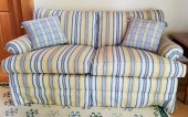 YELLOW AND BLUE STRIPE UPHOLST