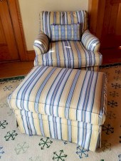 YELLOW AND BLUE STRIPE UPHOLST