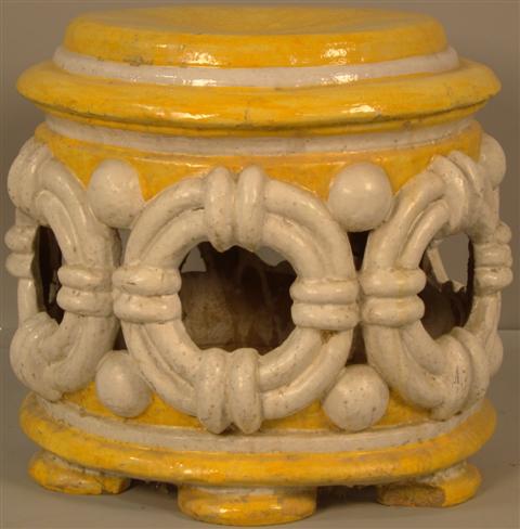 YELLOW AND WHITE GLAZED CERAMIC