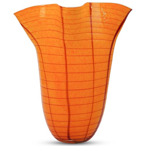 YELLOW BLOWN GLASS VASEDESCRIPTION: