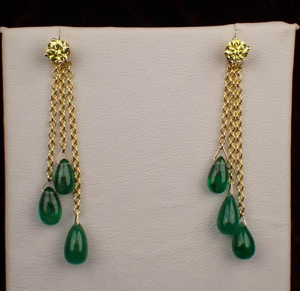 YELLOW DIAMOND EAR STUDS WITH