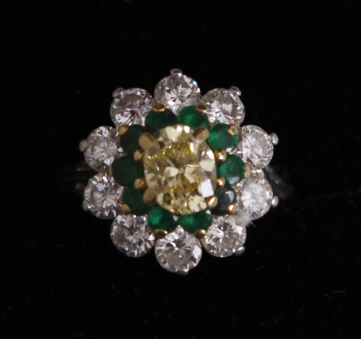 Yellow Diamond & Emerald Ring set
