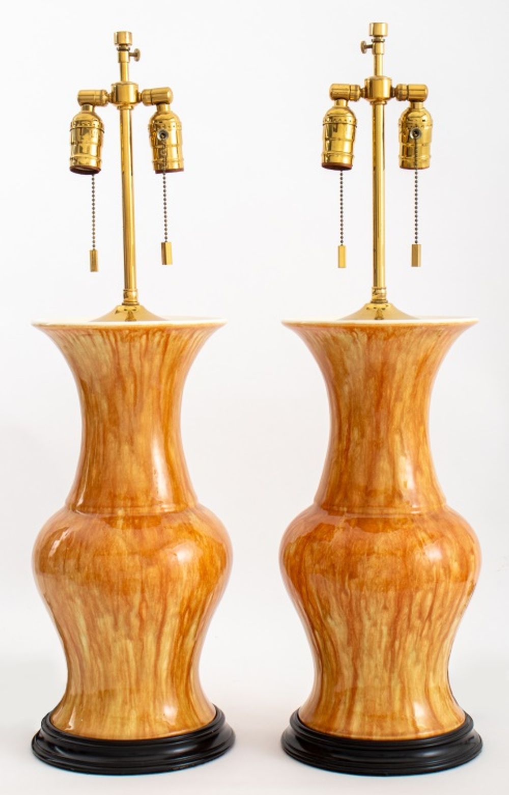 YELLOW FLAMBE GLAZED CERAMIC VASE