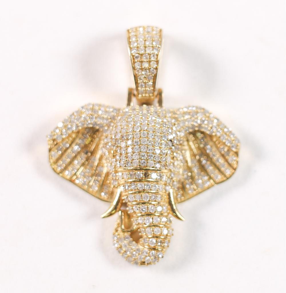 YELLOW GOLD 1.6CTW DIAMOND ELEPHANT