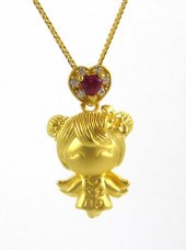 YELLOW GOLD 3D ANGEL PENDANT N