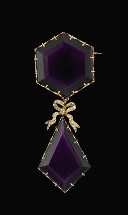 Yellow gold, amethyst and diamond