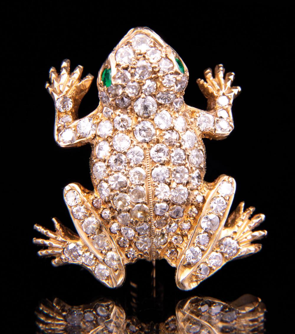 YELLOW GOLD AND DIAMOND FROG